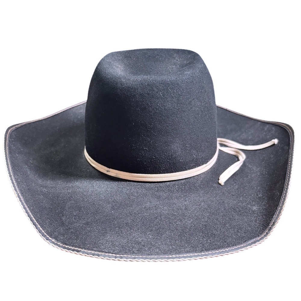 Resistol Tuff Hedeman 4X Bull Riding Cowboy Hat Black Wool Felt‎ Mens 6 7/8 USA